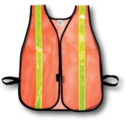 16300-138-1375, Orange Soft Mesh Safety Vest - 1-3/8 Lime/Yellow Reflective, Flagging Direct
