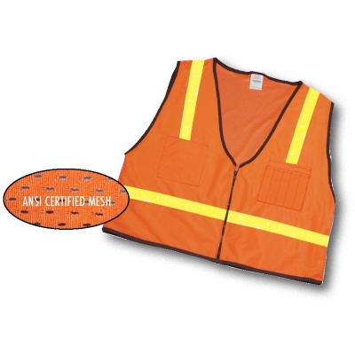 16310-10, ANSI Class 1 Lime Surveyor Vest Mesh Back With Pockets, Flagging Direct