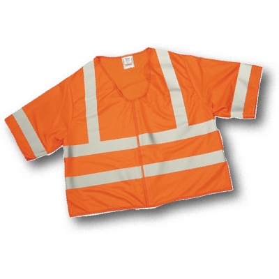 16361, ANSI Class 3 Orange Solid Vest w/Silver Reflective, Flagging Direct