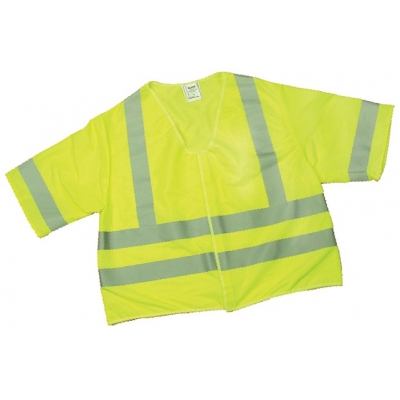 16363, ANSI Class 3 Lime Solid Vest w/Silver Reflective, Flagging Direct