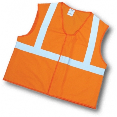 16372, ANSI Class 2 Orange Solid Vest w/Silver Reflective, Flagging Direct