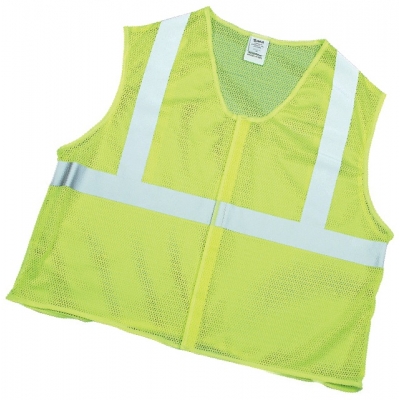 16375, ANSI Class 2 Lime Mesh Vest w/Silver Reflective, Flagging Direct