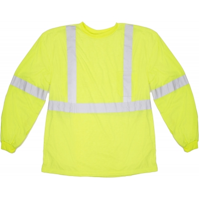 16381-0, ANSI Class 3 Long Sleeve Lime Tee Shirt, Flagging Direct