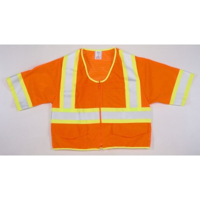 16393, ANSI CL 3 Orange Mesh Vest w/ Pouch Pocket 4