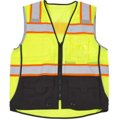 16515-138, ANSI CLass 2 Premium Lime/Black Safety Vest, Flagging Direct
